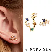 PD PAOLA 西班牙時尚潮牌 金色耳環 彩鑽星座耳環 925純銀鑲18K金 雙魚座