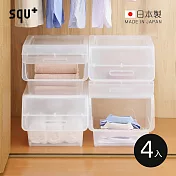 【日本squ+】Froq日製38.5面寬掀蓋直取式收納箱-4入 -霧透