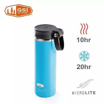 【美國GSI】輕量單手提環不鏽鋼保溫瓶-0.5L淺水藍