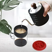 【PO:Selected】丹麥DIY手沖咖啡二件組(手沖咖啡壺-黑/咖啡玻璃杯240ml-紅)