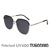 Turoshio 不鏽鋼 高科技太空尼龍記憶鏡片太陽眼鏡 時尚金鏈 高貴黑 H7141 C1