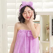 【Wonderland】超強吸水韓版蝴蝶結浴裙-附髮帶 FREE 淺紫