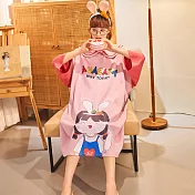 【Wonderland】可愛卡通100%棉寬鬆大碼睡裙(17款) L 胡蘿蔔少女(粉)