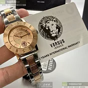 VERSUS VERSACE凡賽斯精品錶,編號：VV00315,34mm圓形玫瑰金精鋼錶殼玫瑰金色錶盤精鋼金銀相間錶帶