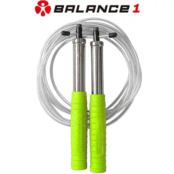 【BALANCE 1】crossfit高轉速鋼索跳繩(不鏽鋼握把+可調整長度) 動感綠