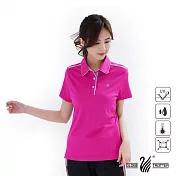 【遊遍天下】女款格紋抗UV吸濕排汗POLO衫(GS1014) M 粉紅