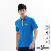【遊遍天下】男款吸濕排汗抗UV機能POLO衫(GS1033) XL 藍黃