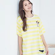 【Wonderland】韓版寬鬆圓領T恤(6色) FREE 百搭條紋(黃色)