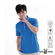 【遊遍天下】男款格紋抗UV吸濕排汗POLO衫(GS1011) M 藍色