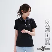 【遊遍天下】女款格紋抗UV吸濕排汗POLO衫(GS1014) XL 黑色