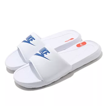 Nike 拖鞋 Victori One Slide 男女鞋 基本款 輕便 簡約 套腳 情侶穿搭 白 藍 CN9675102 26cm WHITE/BLUE