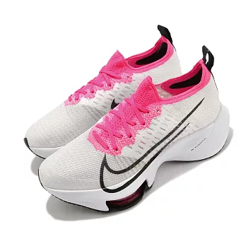 Nike 慢跑鞋 Zoom Tempo Next FK 女鞋 氣墊 避震 路跑 運動 健身 襪套 球鞋 白 粉 CI9924102 23cm WHITE/PINK