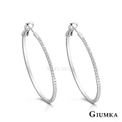 GIUMKA 抗過敏鋼針 圈圈C型針式耳環 精鍍正白K/黑金/黃K 寬約 0. 17 CM 一對價格 MF020017 銀色 ‧約 3.0 CM