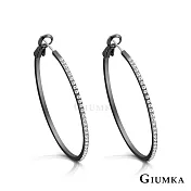 GIUMKA 抗過敏鋼針 圈圈C型針式耳環 精鍍正白K/黑金/黃K 寬約 0. 17 CM 一對價格 MF020017 黑色 ‧約 3.0 CM