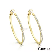 GIUMKA 抗過敏鋼針 圈圈單邊鑽 針式耳環 精鍍正白K/黑金/黃K 寬約 0.20 CM 一對價格 MF020018 金色 ‧約 5.0 CM