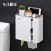 【生活采家】浴室強力無痕貼雙開式置物面紙衛生紙架#57046