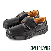 【GREEN PHOENIX】男 商務皮鞋 休閒鞋 學生鞋 素面 沾黏式 厚底 台灣製 JP26 黑色