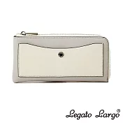 Legato Largo 驚異的輕量化 小法式簡約 長夾- 象牙白x灰色