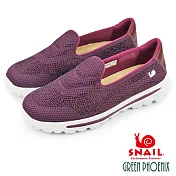 【SNAIL蝸牛】女 休閒鞋 健走鞋 水鑽 飛線編織 輕量 平底 EU35 紫色