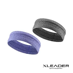Leader X 高彈性透氣速乾運動頭帶 止汗帶 2入組 麻花灰+雪花紫