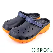 【GREEN PHOENIX】男 女 女大尺碼 洞洞鞋 雨鞋 涼鞋 拖鞋 兩穿式 防水 透氣 輕量 台灣製 JP24 藍色