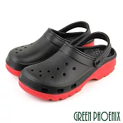 【GREEN PHOENIX】男 女 女大尺碼 洞洞鞋 雨鞋 涼鞋 拖鞋 兩穿式 防水 透氣 輕量 台灣製 JP26 黑色