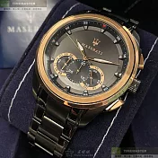 MASERATI瑪莎拉蒂精品錶,編號：R8873612016,46mm圓形黑精鋼錶殼黑玫瑰金色錶盤精鋼深黑色錶帶