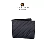 【CROSS】台灣總經銷 限量2折 頂級小牛皮斜紋8卡男用皮夾 全新專櫃展示品 (黑色 贈禮盒提袋)
