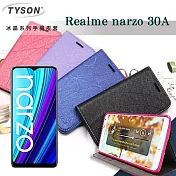 歐珀 Realme narzo 30A 5G 冰晶系列 隱藏式磁扣側掀皮套 保護套 手機殼 可插卡 可站立 藍色