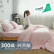 《BUHO》素面文青300織100%TENCEL純天絲床包枕套二件組-單人 《薔薇粉》