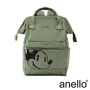 anello 迪士尼DISNEY聯名款 防潑水 復古經典米奇口金後背包 Regular size- 橄欖綠