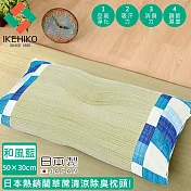 【日本池彥IKEHIKO】日本製藺草蓆清涼除臭枕頭30×50CM -和風藍色款