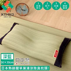 【日本池彥IKEHIKO】日本製藺草蓆清涼除臭枕頭30×50CM ─深藍色款