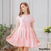 【Naya Nina】甜美粉紅蛋糕裙居家洋裝睡衣 FREE 粉