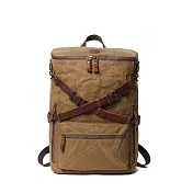 【Solomon 原創設計皮件】休閒個性帆布牛皮後背包 書包旅行包袋大容量 皮革背包 卡其