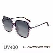 Lavender偏光片太陽眼鏡 時尚幾何高雅小水鑽鏡腳-透明紫12140-C5 透明紫
