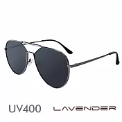 Lavender偏光片太陽眼鏡 造型鏡片雙槓飛官款- 金屬槍色P5118-C1