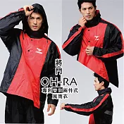 JUMP 將門 OH-RA 專利雙側背包款兩件式風雨衣-活力紅 M 活力紅