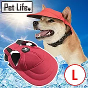 Pet Life 寵物遮陽/防曬棒球帽/鴨舌帽/貓狗造型配件 紅色Ｌ
