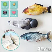 【3入組】貓本屋 USB充電式 仿真電動魚 寵物絨毛玩具 (鯉魚/草魚/銀龍魚)