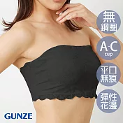 【日本GUNZE】日本製超柔軟蕾絲平口抹胸無鋼圈內衣(TB3193-BLK) M 黑