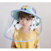 【Emi 艾迷】俏皮飯糰兒童網格透氣遮陽帽 2-5歲 (送童帽用防疫擋板) 藍色
