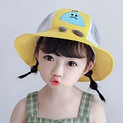 【Emi 艾迷】俏皮飯糰兒童網格透氣遮陽帽 2-5歲 (送童帽用防疫擋板) 黃色