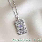 Wanderlust+Co 澳洲品牌 銀色純愛甜心項鍊 長方形錢幣項鍊 L’Amoureux