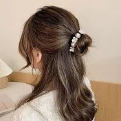 法式優雅復古浪漫花朵珍珠盤髮棒 A.花朵珍珠