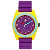 adidas 極致色彩時刻時尚休閒腕錶-紫帶X紅字