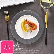 【Homely Zakka】北歐輕奢風金邊皮革陶瓷餐具/牛排盤/西餐盤_ 平盤銀邊灰色20.5cm