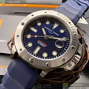 Giorgio Fedon 1919喬治飛登精品錶,編號：GF00023,42mm圓形銀精鋼錶殼寶藍色錶盤矽膠寶藍錶帶