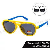 【SUNS】兒童彈力太陽眼鏡 小小飛行員 寶麗來鏡片 抗UV400 黃框藍腳