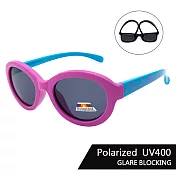 【SUNS】兒童彈力太陽眼鏡 韓版拼色中性 寶麗來鏡片 抗UV400 紫框藍腳